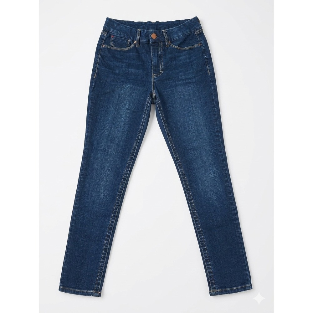 Seven7 Jeans Women's Dark Wash Mid Rise Stretch Logo Embroidered Pockets Size 10